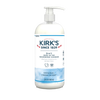 Pump bottle of Kirk's 3-in-1 nourishing cleanser featuring biodegradable, gentle formula with coconut oil and aloe vera, made in USA, ideal for Health & Wellness and Grooming collections.