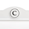 Close-up detail of a handcrafted white and black custom wall mount mailbox featuring a personalized monogram "C," showcasing quality craftsmanship in Home & Decor, Household Helpers, and USA Made collections.