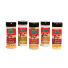 Five jars of handcrafted popcorn seasonings in flavors including Zesty Cheddar, Sweet Caramel, Buttery Jalapeno, White Cheddar, and Movie Theater, featured in Kitchen & Food and USA Made collections.