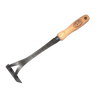 Handcrafted gardening hoe with a durable hardened boron steel blade and smooth wooden handle, designed for tight spaces and effective soil cultivation, ideal for farm, garden & tool use.