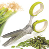 Stainless herb scissors with five parallel blades and green handles, designed for quick, precise chopping of fresh herbs, ideal for Kitchen & Food and Food Prep collections.