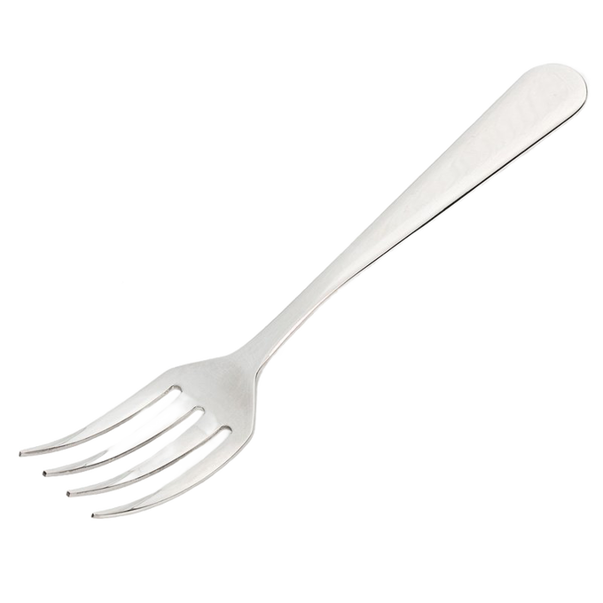 Polished 18/8 stainless steel blending fork with four wide blunt tines, designed for mixing and serving in Kitchen & Food, Cookware, Baking Supplies, and Best Sellers collections.