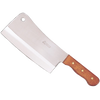 Sharp stainless steel meat cleaver with a full-tang wooden handle secured by triple rivets and a hanging hole, ideal for farm, kitchen, and butchering tasks.