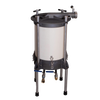 High-capacity water-powered sausage stuffer with sturdy freestanding metal frame and durable cylindrical chamber, designed for bulk sausage making in Kitchen & Food and Butchering Supplies collections.
