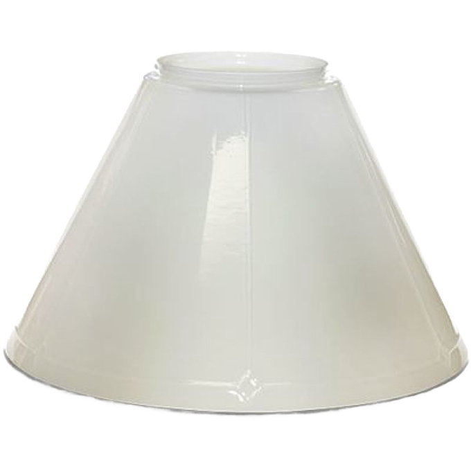 White opal glass hanging lamp shade with tapered conical shape, compatible with classic tilt frame oil lamps, part of Lamps & Lighting, Hanging Lamps, Parts and Accessories, and Best Sellers collections.