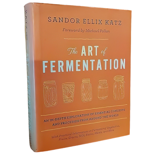 Hardcover book with a vibrant orange cover titled “The Art of Fermentation” featuring minimalist line art jars, part of Toys, Books & Games, Fermenting and Pickling, and Best Sellers collections.