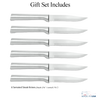 Set of six handcrafted serrated steak knives with stainless steel handles, designed for precise cutting and included in Farm, Garden & Tool, Kitchen Knives, and USA Made collections.