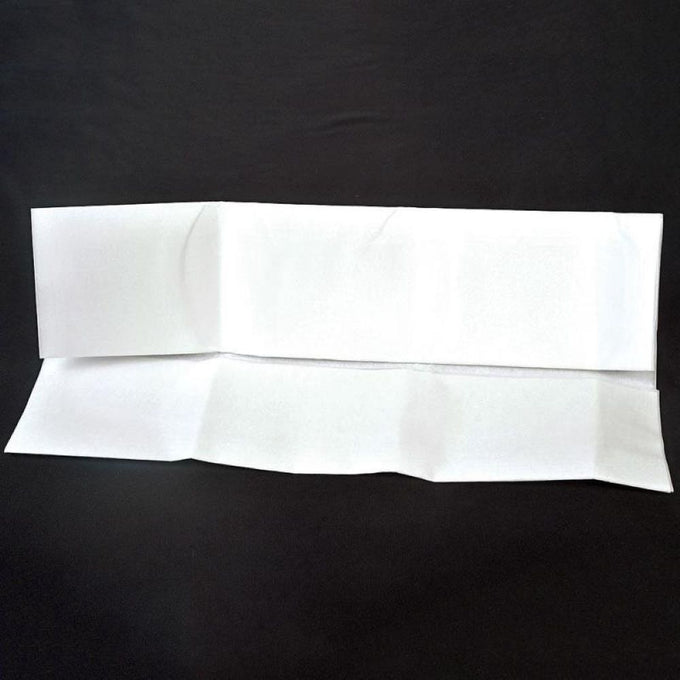 Two large white filter papers laid out flat against a dark background, suitable for farm, orchard, and maple syrup sugaring supplies collections.