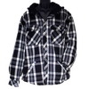 Men’s black and white plaid flannel jacket featuring a sherpa-lined interior hood, designed with an original fit for warmth and comfort, suited for health and wellness wardrobes.