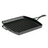 Lightweight square cast iron grill pan with raised ridges and dual handles, featuring a triple-seasoned nonstick surface, handcrafted and made in USA, ideal for Kitchen & Food and Cookware collections.