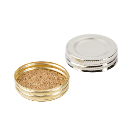 Two metal oil lamp caps with threaded edges, one showing a cork inner lining, part of Lamps & Lighting, Parts and Accessories, Lamp Burners and Collars, Best Sellers, Promo Eligible collections.