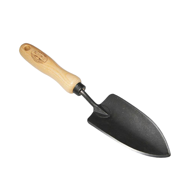 Handcrafted forged small digging trowel with a tempered steel blade and wooden handle, ideal for farm, garden, and tool use, featured in digging and cultivating, garden accessories, best sellers, and promo eligible collections.