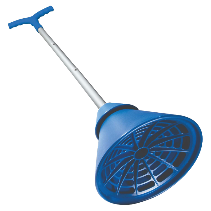 Blue collapsible hand-operated clothes washer with ergonomic handle and sturdy plastic plunger, designed for efficient laundry in Home & Decor, Laundry Supplies, Washers and Wash Day Accessories collections.
