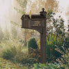 Handcrafted Whitehall mailbox in bronze and gold tones with monogram and street address, made in USA, enhancing curb appeal in Home & Decor and Mailboxes collections.