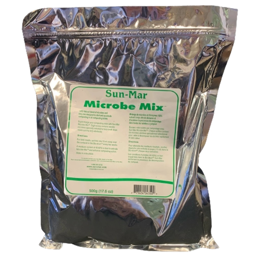 Silver foil package of aerobic bacteria for composting with green and white label, featured in Appliances, Composting Toilets, Best Sellers, Promo Eligible, and All Stoves & Appliances collections.