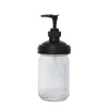 Clear glass jar fitted with a black eco-friendly soap pump lid for regular-mouth jars, made in USA, ideal for Health & Wellness, Home & Decor, and Household Helpers collections at Lehman’s.