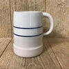 Handcrafted large stoneware stein in natural color with two blue stripes and sturdy handle, perfect for Kitchen & Food, Dinnerware, USA Made, Best Sellers, and Promo Eligible collections.