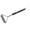Durable barbecue cleaning brush with twisted wire spring bristles and a sturdy black handle, handcrafted in USA, perfect for grilling, camping, farm, garden, and stove use.