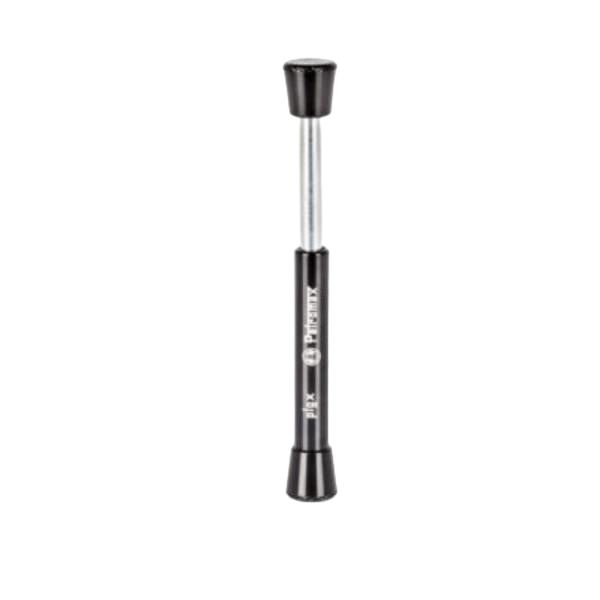 Compact firestarter tool with a black handle and stainless steel plunger, designed for reliable use in camping, emergency supplies, and farm tool collections.