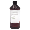 Amber plastic bottle of natural vegetable glycerin with black screw cap and white label, handcrafted and made in USA, suitable for health, wellness, soapmaking, and food uses.