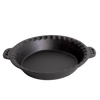 Handcrafted cast iron pie pan with crimped edges and dual handles, designed for even heat retention, ideal for Kitchen & Food, Cookware, Cast Iron, Baking Supplies, and Best Sellers collections.