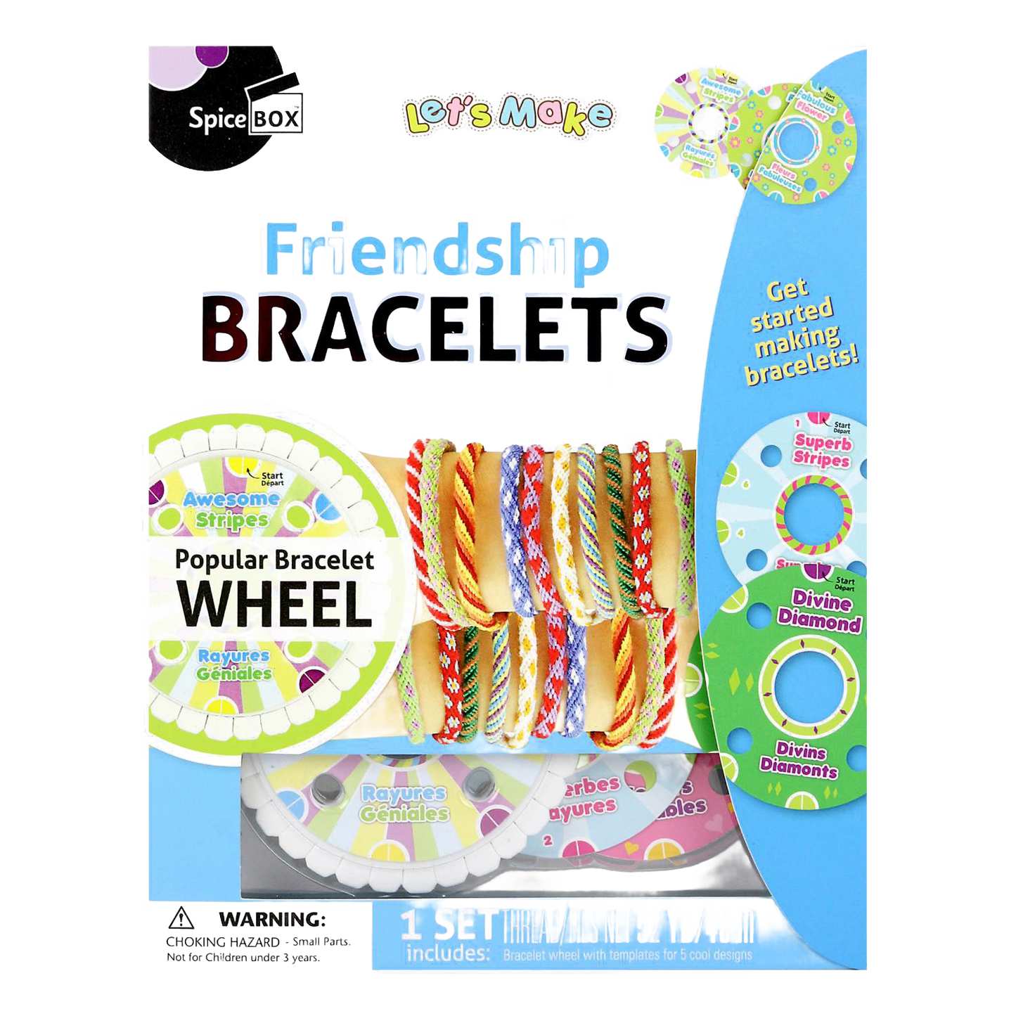 Colorful kit featuring a friendship bracelet wheel and vibrant thread designs, perfect for creative projects in Toys, Books & Games and Arts and Crafts collections.
