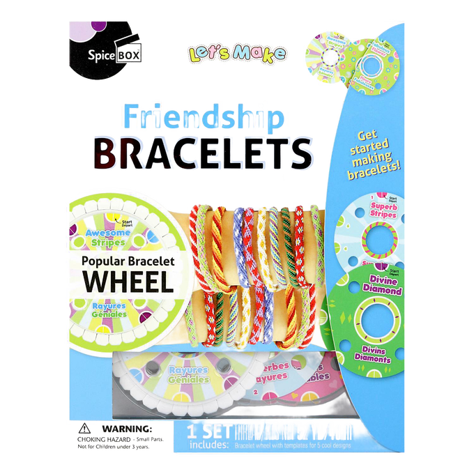 Colorful kit featuring a friendship bracelet wheel and vibrant thread designs, perfect for creative projects in Toys, Books & Games and Arts and Crafts collections.