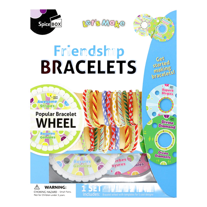 Colorful kit featuring a friendship bracelet wheel and vibrant thread designs, perfect for creative projects in Toys, Books & Games and Arts and Crafts collections.