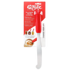 Red-handled peanut butter knife with extended ergonomic blade designed to clean jars and spread thick spreads, featured for Kitchen & Food, Kitchen Gadgets, and Best Sellers collections.