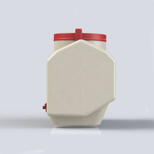 Beige high-capacity chicken water container with a red lid, designed for farm and garden use, animal care, and chicken accessories in best sellers collection.