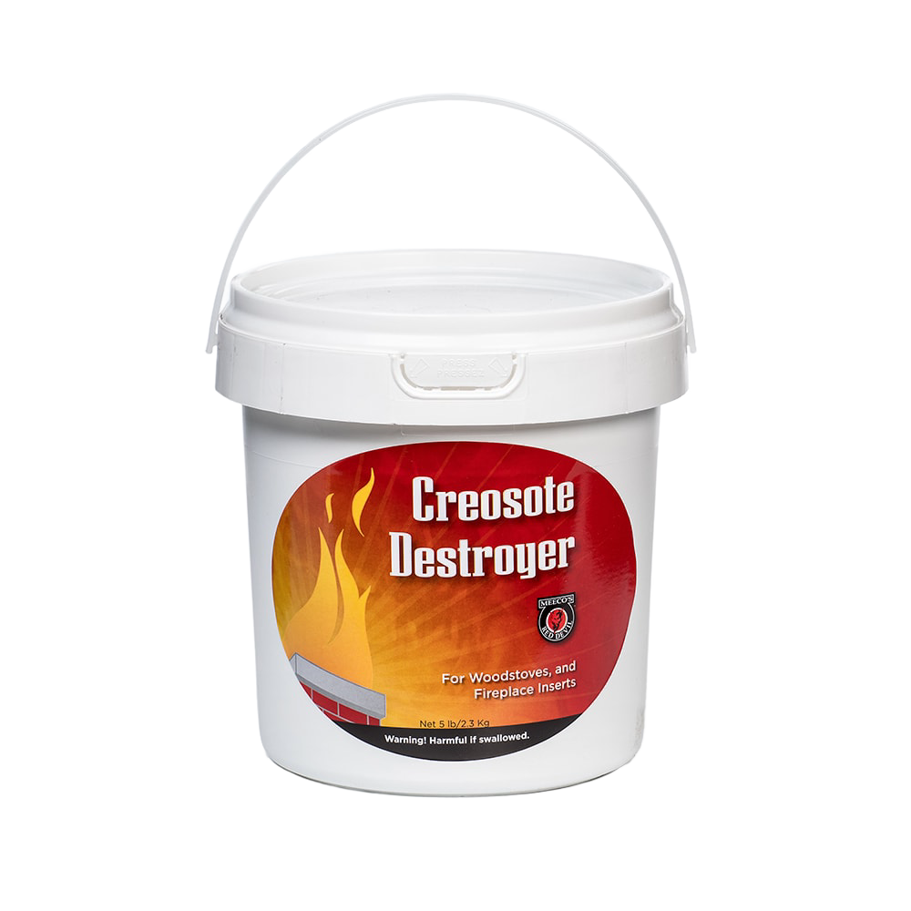 White plastic pail labeled for creosote removal in woodstoves and fireplace inserts, featured in Stoves, Hearth Accessories, Best Sellers, Promo Eligible, and All Stoves & Appliances collections.
