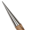 Hand tool featuring a mirror-polished stainless steel tapered dibber head with a smooth wooden handle, ideal for Farm, Garden & Tool, Garden Accessories, and Seeds and Planting collections.