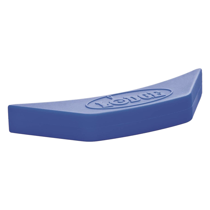 Blue silicone handle cover designed to protect hands from heat when gripping cast iron cookware, ideal for Kitchen & Food, Cookware, Cast Iron, Best Sellers, and Promo Eligible collections.