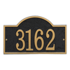 Handcrafted black and gold arched rectangle address plaque featuring raised numbers, designed to enhance curb appeal in Home & Decor, Household Helpers, and USA Made collections.