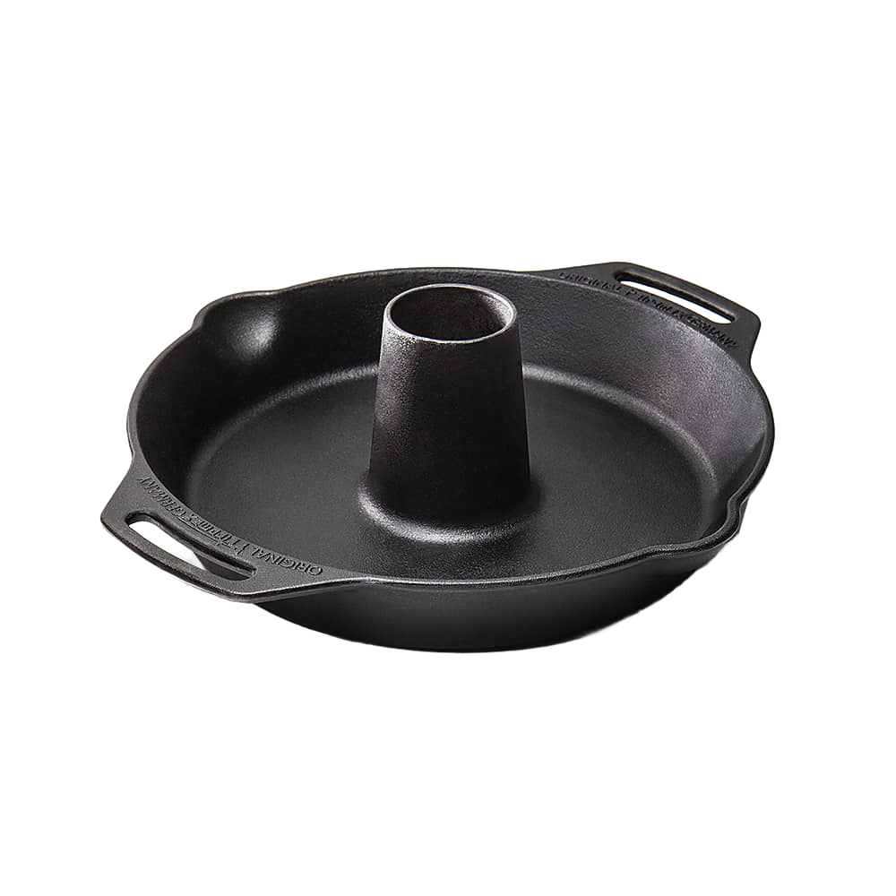 Durable cast iron poultry roaster with a central cone for even cooking, featuring dual handles for easy handling, ideal for Kitchen & Food, Cookware, Cast Iron, and Best Sellers collections.