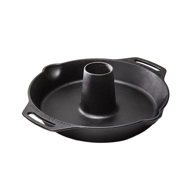Durable cast iron poultry roaster with a central cone for even cooking, featuring dual handles for easy handling, ideal for Kitchen & Food, Cookware, Cast Iron, and Best Sellers collections.