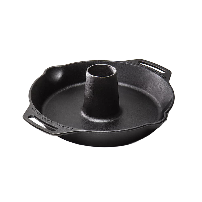 Durable cast iron poultry roaster with a central cone for even cooking, featuring dual handles for easy handling, ideal for Kitchen & Food, Cookware, Cast Iron, and Best Sellers collections.