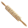 Wooden springerle rolling pin with machine-carved traditional cookie patterns, handcrafted for baking decorative cookies, ideal for Kitchen & Food, Cookware, Baking Supplies, and Best Sellers collections.