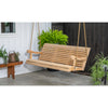 Handcrafted cypress wood 5-foot hanging porch swing with natural finish, sturdy rope suspension, ideal for Home & Decor, Outdoor Furniture, USA Made, Amish Made, and Best Sellers collections.
