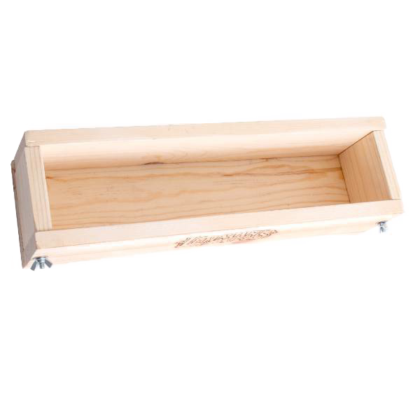Handcrafted durable pine wooden soap loaf mold with adjustable wingnut fasteners, designed for cold process soapmaking in Health & Wellness, Soaps and Soapmaking, and USA Made collections.