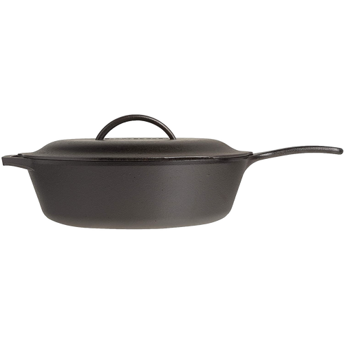 Extra deep cast iron chicken fryer with lid featuring self-basting nubs and skillet-style handle, pre-seasoned for even heating, ideal for Kitchen & Food, Cookware, Cast Iron, and Best Sellers collections.