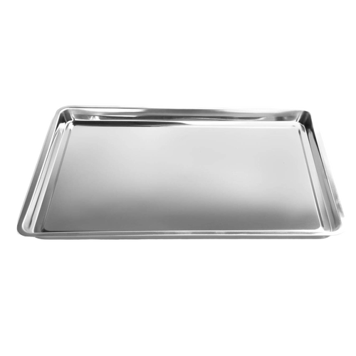 Durable stainless steel baking pan with smooth, stain-resistant surface and flat rim, ideal for versatile use in Kitchen & Food, Cookware, Baking Supplies, and Best Sellers collections.