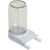 Clear glass jar feeder with a high-impact white plastic base designed for easy access inside beehives, handcrafted and made in USA for farm and garden use.