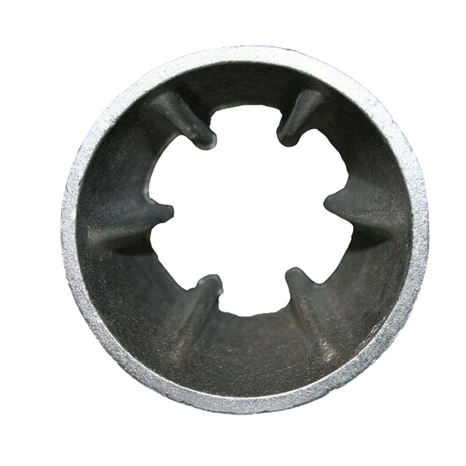 Close-up view of a metal corn sheller component with small teeth, handcrafted in the USA, designed to pull kernels off seed corn without breaking germ ends, featured in Farm, Garden & Tool, Farm Tools, USA Made, Best Sellers, and Promo Eligible collections.