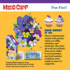 Colorful promotional graphic showing vibrant violet flowers, a box of shaped jigsaw puzzle pieces, and text sharing fun facts about edible and medicinal uses of violets, ideal for Toys, Books & Games collections.