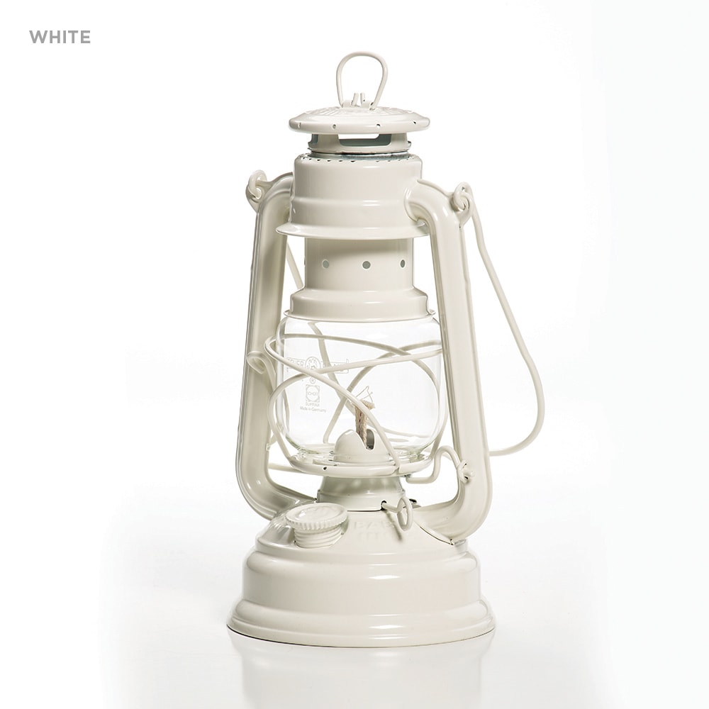 Handcrafted white galvanized oil lantern with thermal heat-resistant SUPRAX globe, designed for lasting durability and reliable light, ideal for Lamps & Lighting, Camping, and Emergency Supplies collections.