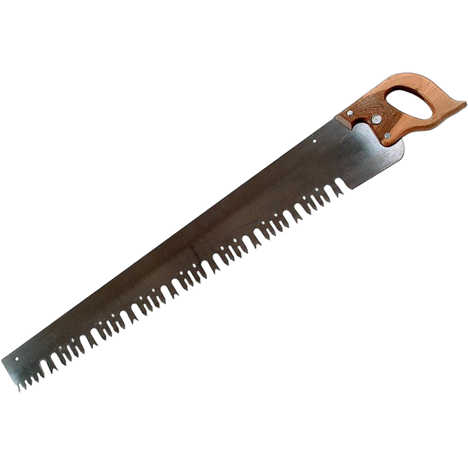 One-man crosscut saw with a precision ground blade and wooden handle, designed for wood cutting and hauling, handcrafted and made in USA, featured in Farm, Garden & Tool and Best Sellers collections.
