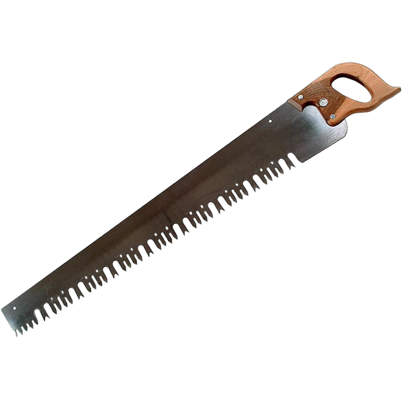 One-man crosscut saw with a precision ground blade and wooden handle, designed for wood cutting and hauling, handcrafted and made in USA, featured in Farm, Garden & Tool and Best Sellers collections.