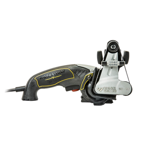 Electric knife and tool sharpener with ergonomic handle and angle guides, designed for sharpening various blades, ideal for Kitchen & Food, Food Prep, Knives, Sharpeners and Cutting Boards, and Best Sellers collections.