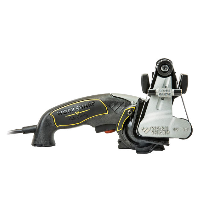 Electric knife and tool sharpener with ergonomic handle and angle guides, designed for sharpening various blades, ideal for Kitchen & Food, Food Prep, Knives, Sharpeners and Cutting Boards, and Best Sellers collections.